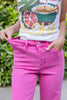 Pretty In Pink Tummy Control Crop Jeans