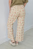 Rosebud Romance Jacquard Rose Garden Print Wide Leg Pants