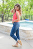 Lucky You Cuffed Tummy Control Capri Jeans