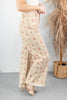 Rosebud Romance  Jacquard Rose Garden Print Wide Leg Pants