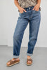 Easy Going Mid Rise Dark Wash Baggy Boyfriend Jeans