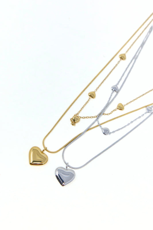 Simple Love Heart Pendant Layered Necklace