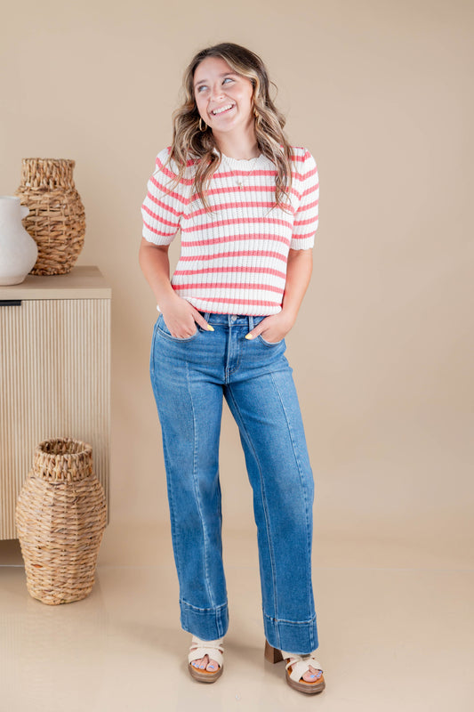 Risk It All Front Seam Trouser Hem Jeans