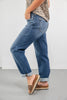 Easy Going Mid Rise Dark Wash Baggy Boyfriend Jeans