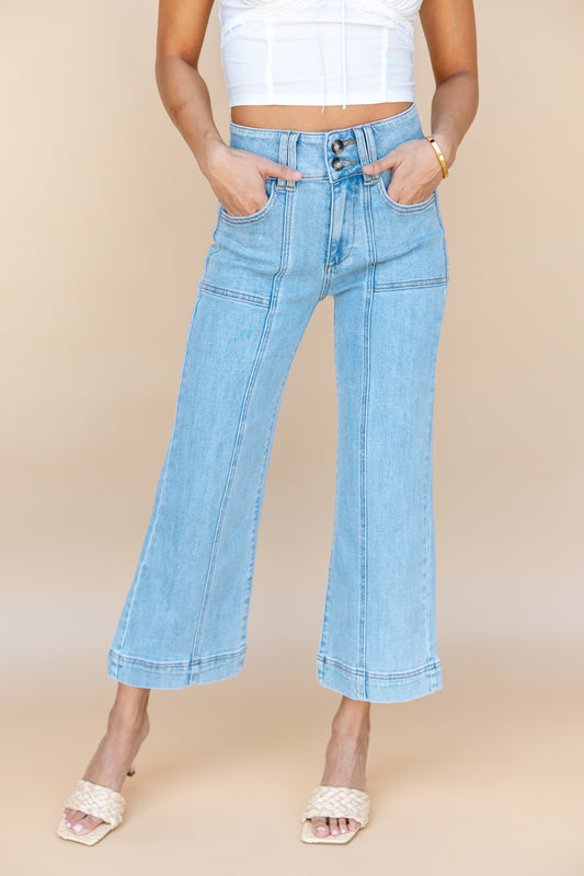 Violets Are Blue Wide Crop Jeans Light Wash