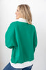 Striped Merry Embroidered Mock Neck Sweatshirt