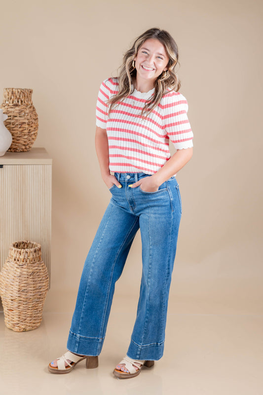 Risk It All Front Seam Trouser Hem Jeans