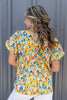 Sunshine Splash Floral Print Short Sleeve Cotton Blouse