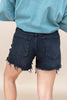 Cut With Attitude Distressed Hem Black Shorts