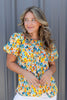 Sunshine Splash Floral Print Short Sleeve Cotton Blouse