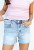 Roll With It Frayed Stretch Denim Shorts
