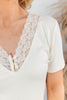 Sunkissed Tides Lace Trim V-Neck Top