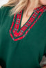 Holly Days Ahead Plaid Trim Dolman Sleeve Top