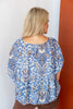 Blue Haven Blue & Tan Boatneck Dolman Sleeve Blouse