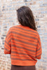 Amber Glow Orange and Brown Striped Cotton Blend Sweater