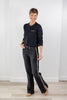 Feline Fine Black Leopard Side Stripe Flare Jeans