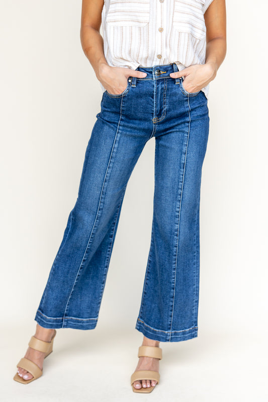 Power Move Front Seam Wide Leg Jeans