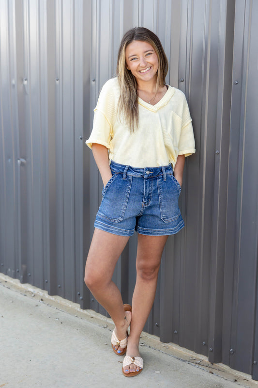 Heatwave Honey Patch Pocket Denim Shorts