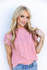 Cozy Kiss Short Sleeve Knit Mock Neck Sweater