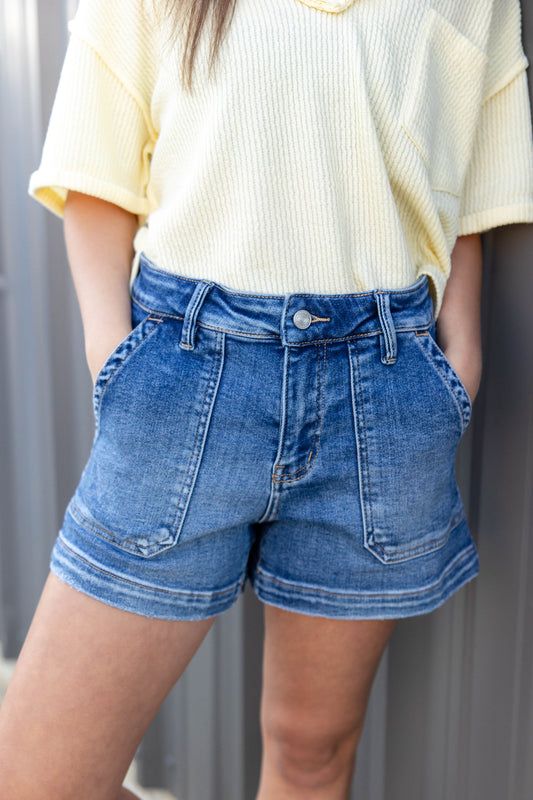 Heatwave Honey Patch Pocket Denim Shorts