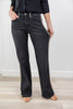 Feline Fine Black Leopard Side Stripe Flare Jeans