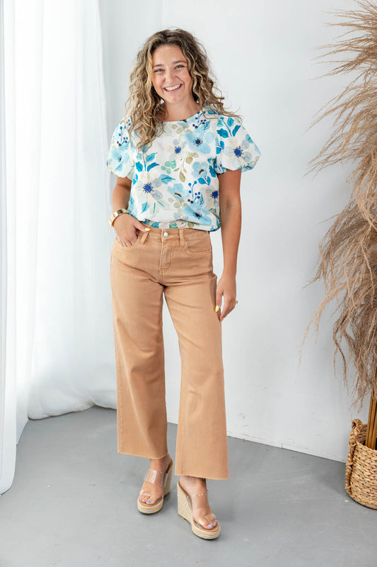 Brown Sugar Babe Wide Leg Crop Jeans