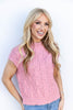 Cozy Kiss Short Sleeve Knit Mock Neck Sweater