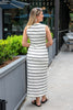 Parallel Dream Black & White Striped Midi Dress