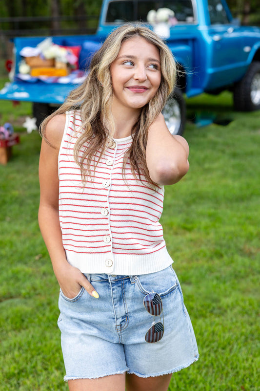 Crush Club Sleeveless Striped Sweater
