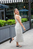 Parallel Dream Black & White Striped Midi Dress