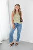 Think Again Mid Rise Patch Pocket Jeans