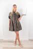 Pretty Spotted Button Up Washed Leopard Print Cotton Shirt Dress