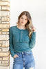 *DOORBUSTER* Cheerful Vibes Button Down Washed Waffle Knit Henley