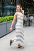 Parallel Dream Black & White Striped Midi Dress