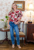 Rustic Romance Large Floral Short Puff Sleeve Blouse
