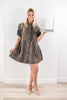 Pretty Spotted Button Up Washed Leopard Print Cotton Shirt Dress