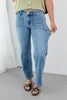 Think Again Mid Rise Patch Pocket Jeans