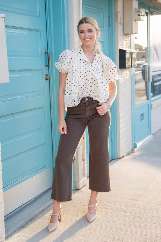 Cocoa Powder Wide Leg Crop Brown Jeans *PREORDER*