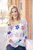 Hello Spring Retro Floral Crochet Sweater