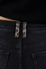 Feline Fine Black Leopard Side Stripe Flare Jeans