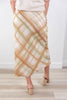 Catching Feelings Olive & Taupe Plaid Satin Midi Skirt