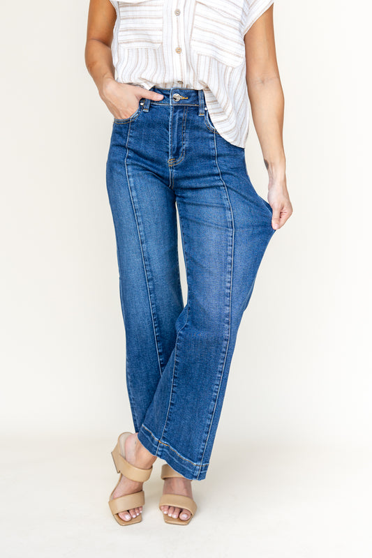Power Move Front Seam Wide Leg Jeans