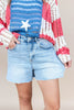 Roll With It Frayed Stretch Denim Shorts