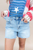 Roll With It Frayed Stretch Denim Shorts