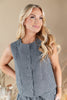 Tailored Charm Gingham Button Down Tank Top