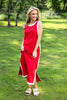Freedom Flame Contrast Trim Red Sleeveless Midi Dress