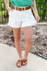Double Take White Cuffed Denim Shorts