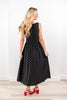 True Beauty Polka Dot Drop Waist A-Line Midi Dress