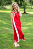 Freedom Flame Contrast Trim Red Sleeveless Midi Dress