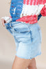 Roll With It Frayed Stretch Denim Shorts